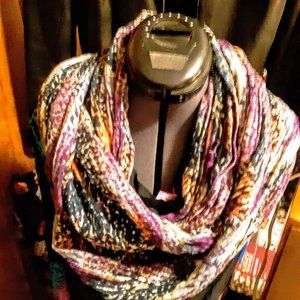 Infinity Scarf Ecote of Urban Outfitters crinkle cotton purple coral blue swirls